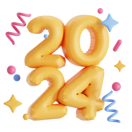 2024 New Year Baloon 3D Icon