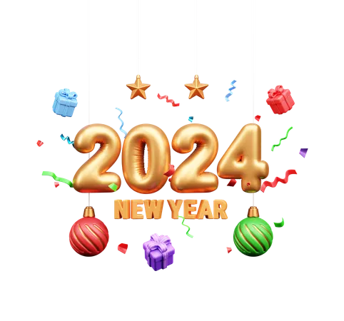 2024 año nuevo  3D Icon