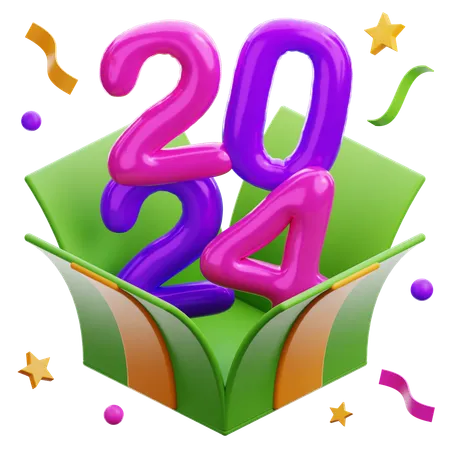 2024 Balloons Gift Box  3D Icon