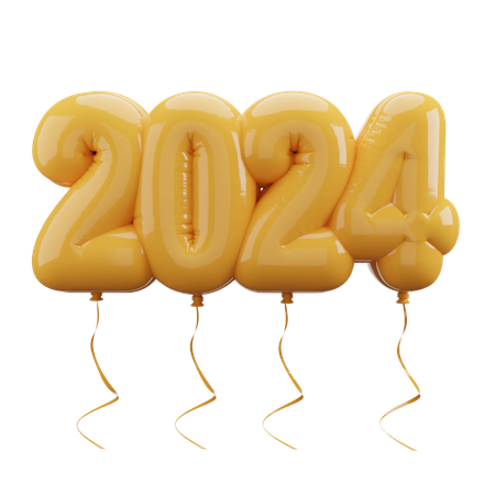 Letras de globos de burbujas para el Año Nuevo 2024  3D Icon