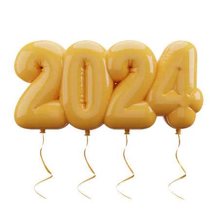 2024 Happy New Year Bubble Balloon Letters  3D Icon