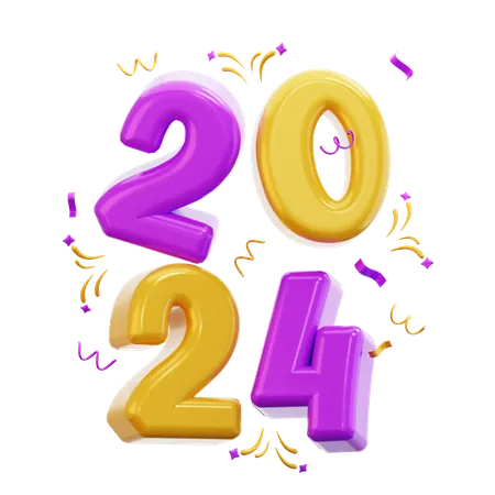 3 D Happy New Year 2024 3D Icon