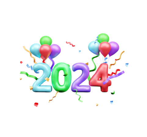 2024 New Year  3D Icon