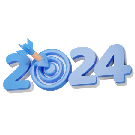 New Year 2024 3 D Rendered Illustration Arrow 3D Icon