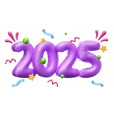 Balões de Ano Novo 2025  3D Icon