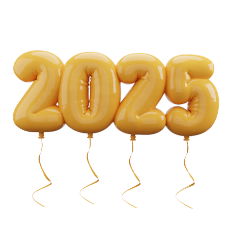 Lettres de ballons à bulles de bonne année 2025  3D Icon