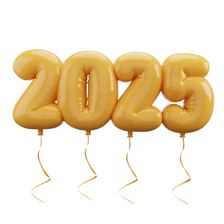 Lettres de ballons à bulles de bonne année 2025  3D Icon