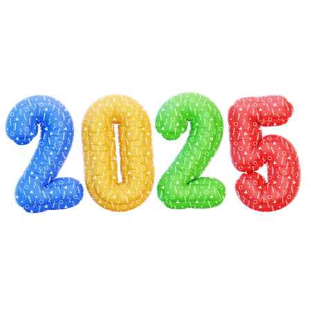 2025 カラフルなバルーン  3D Icon