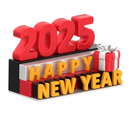 2025 feliz año nuevo  3D Icon