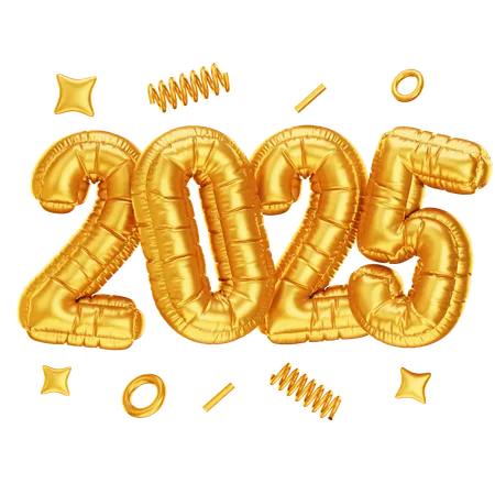 2025 Golden Balloon  3D Icon