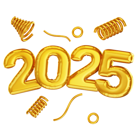 2025 Golden Balloon  3D Icon