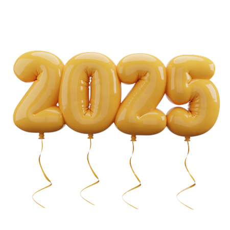 2025 Happy New Year Bubble Balloon Letters  3D Icon