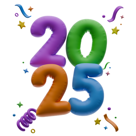 Neujahrsballons 2025  3D Icon