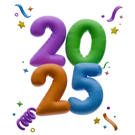 Neujahrsballons 2025  3D Icon