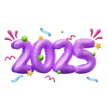 2025 New Year Balloons  3D Icon