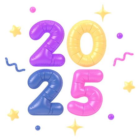 2025 New Year Balloons  3D Icon