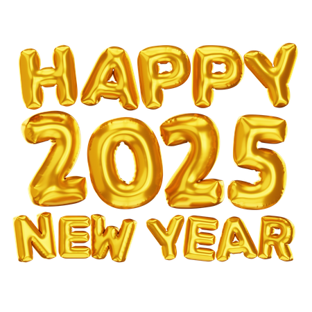 2025 New Year Golden Balloon  3D Icon