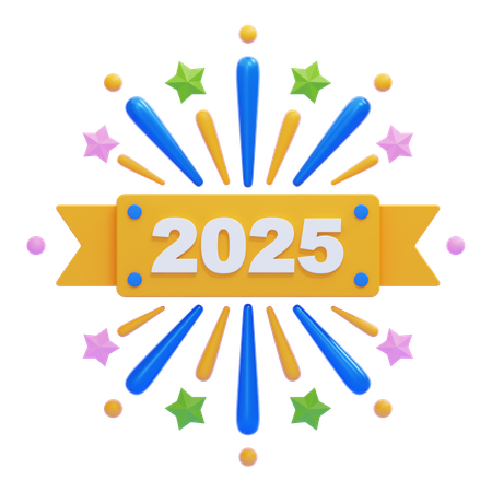 2025 on a Ribbon  3D Icon