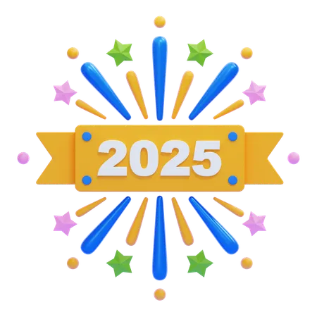 2025 on a Ribbon  3D Icon