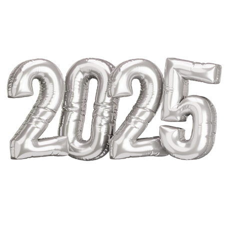 Silberner Ballon 2025  3D Icon