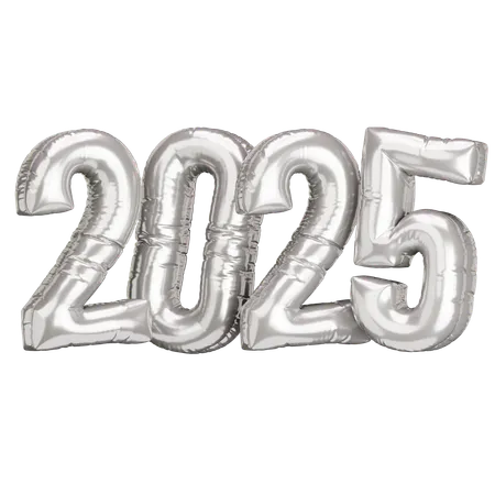 Silberner Ballon 2025  3D Icon