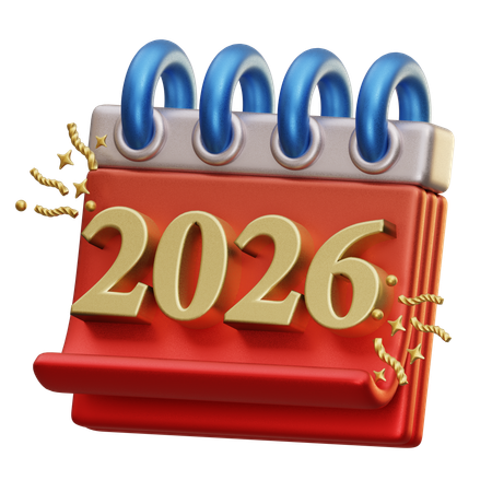 2026年カレンダー  3D Icon