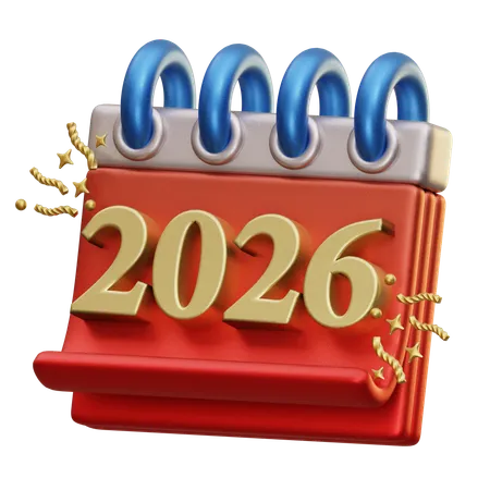 2026年カレンダー  3D Icon