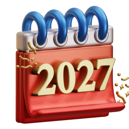 2027年カレンダー  3D Icon