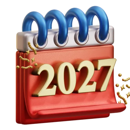 2027年カレンダー  3D Icon