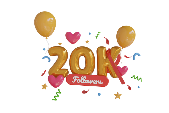 20K Follower  3D Icon