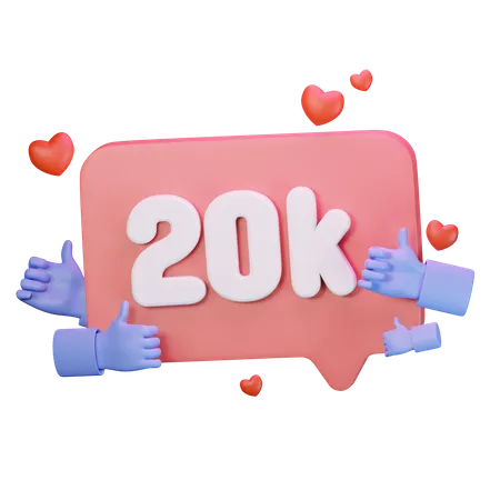 20K Love Like Followers  3D Icon