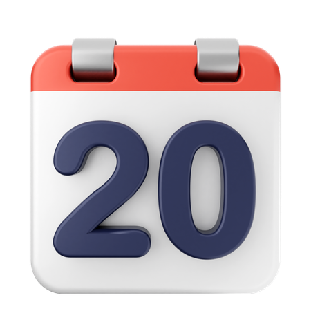 20th Calendar  3D Icon