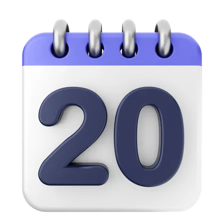 20th Calendar  3D Icon