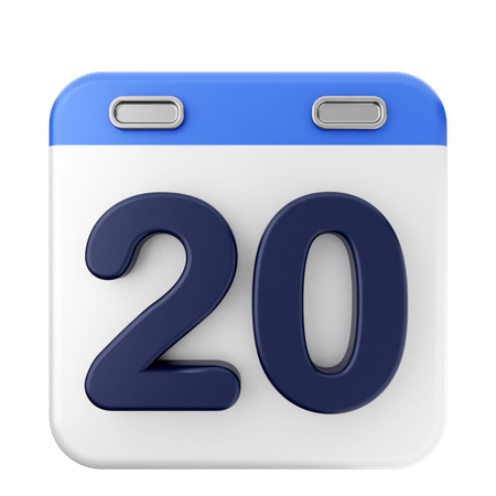 20th Calendar  3D Icon