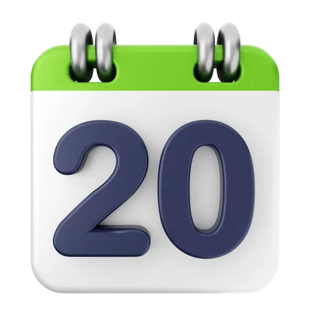 20th Calendar  3D Icon