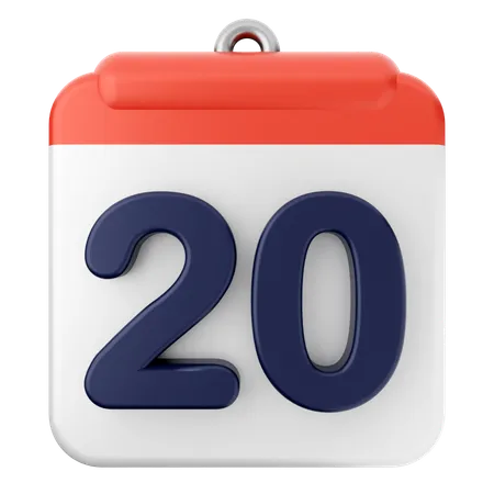 20th Calendar  3D Icon