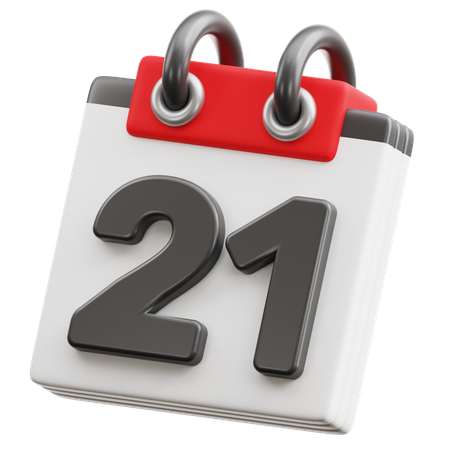달력 날짜 21  3D Icon
