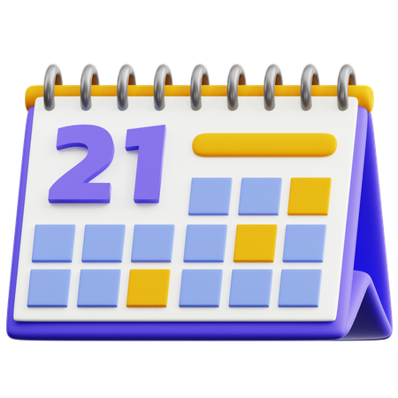 달력 날짜 21  3D Icon