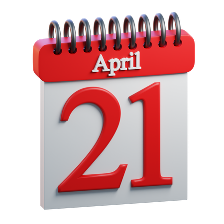 21 April Calendar  3D Icon