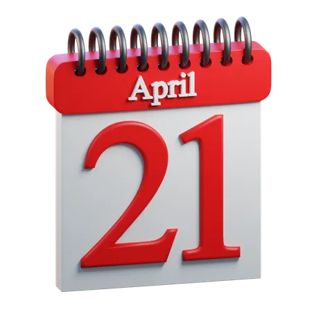 21 April Calendar  3D Icon