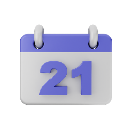 Calendário de 21 datas  3D Icon