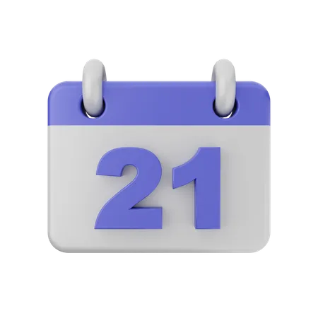 Calendário de 21 datas  3D Icon