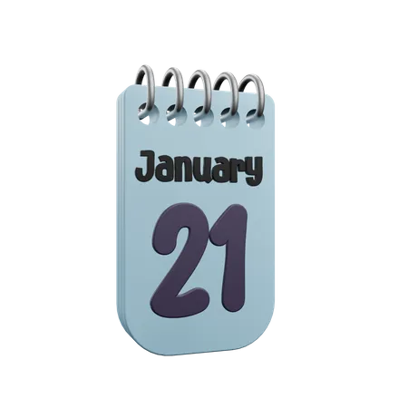 Calendario 21 de enero  3D Icon