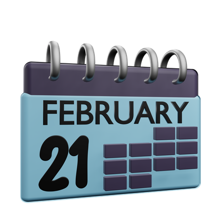 Calendario del 21 de febrero.  3D Icon