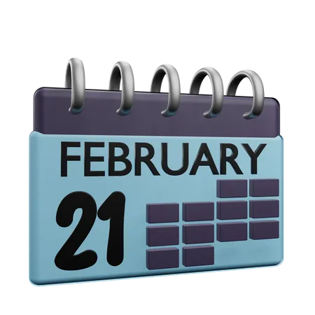 Calendario del 21 de febrero.  3D Icon