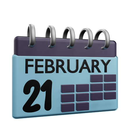 21. Februar Kalender  3D Icon