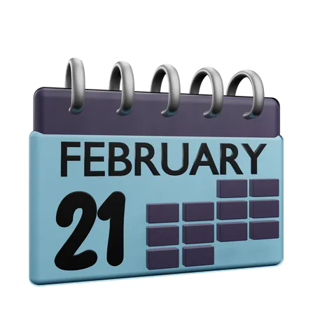 21. Februar Kalender  3D Icon