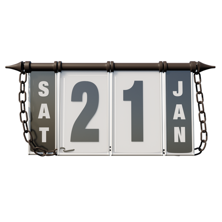 21. Januar Samstag  3D Illustration