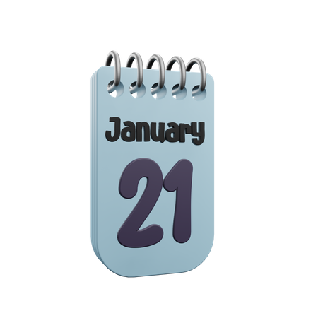 21 January Calender  3D Icon