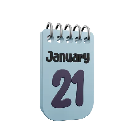 21 January Calender  3D Icon